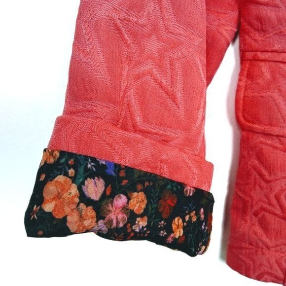 Princess Vera Wang Coral Textured Star Print Blazer Size Junior’s Large NWT - Picture 5 of 10